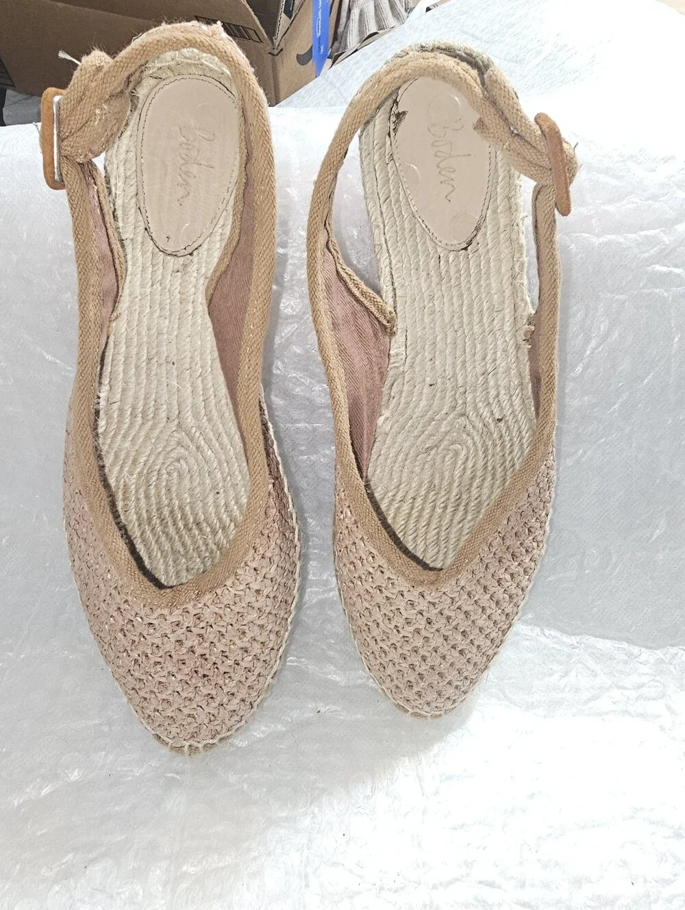 Boden Woven Slingback Espadrille Flat Sandals Size 40 Usa 9 Blush Pink Coastal